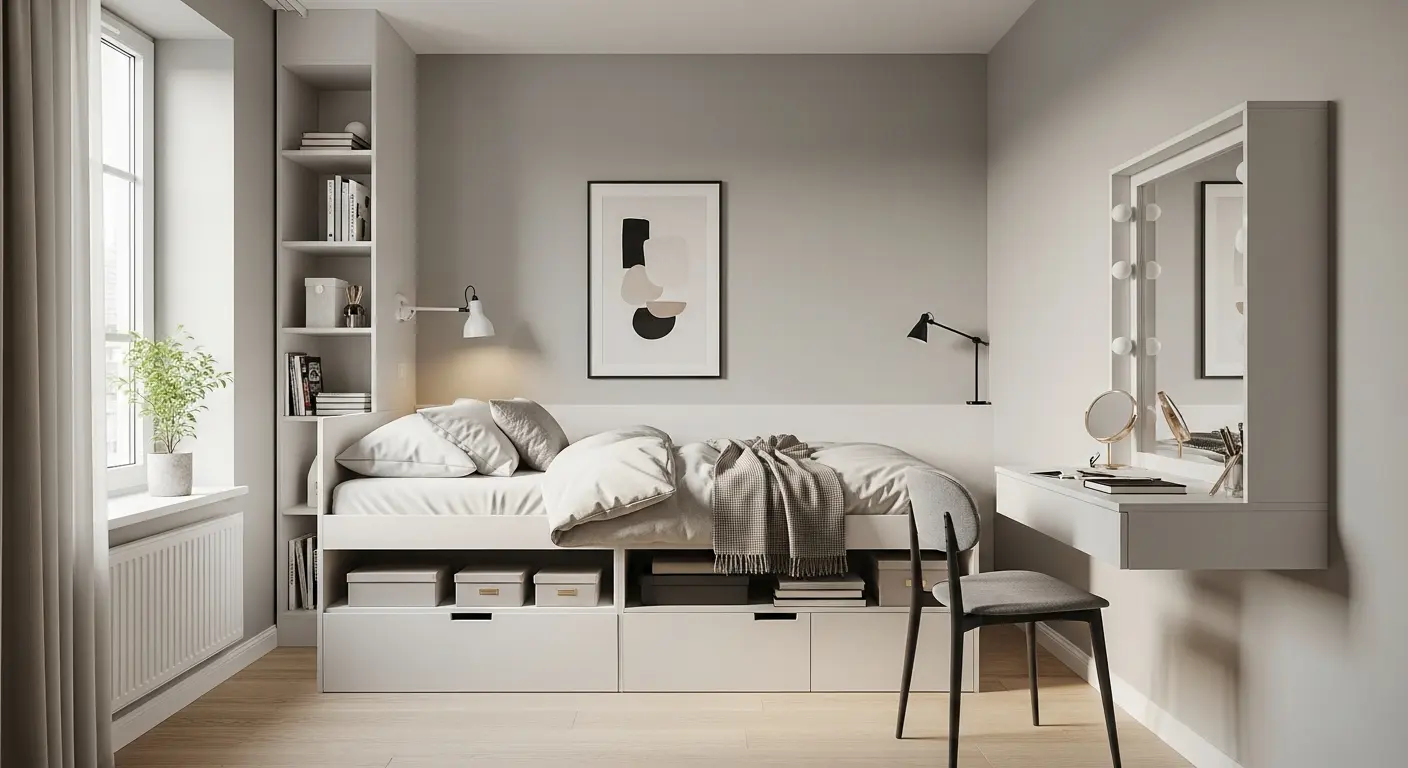 aranżacja małej sypialni w bloku